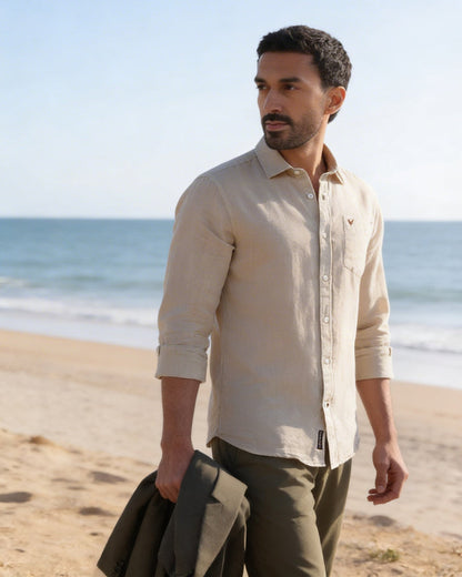 Natural Linen Solid Shirt - Cleo