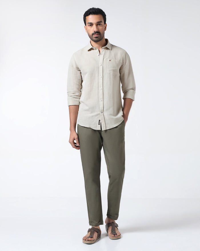 Natural Linen Solid Shirt - Cleo