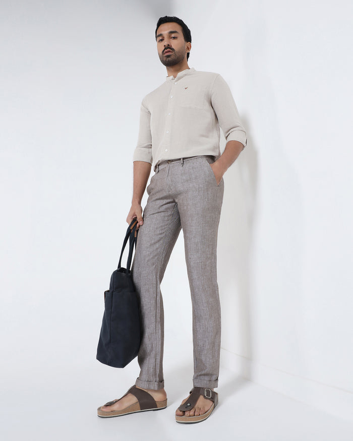 Natural Linen Solid Shirt - Cleo
