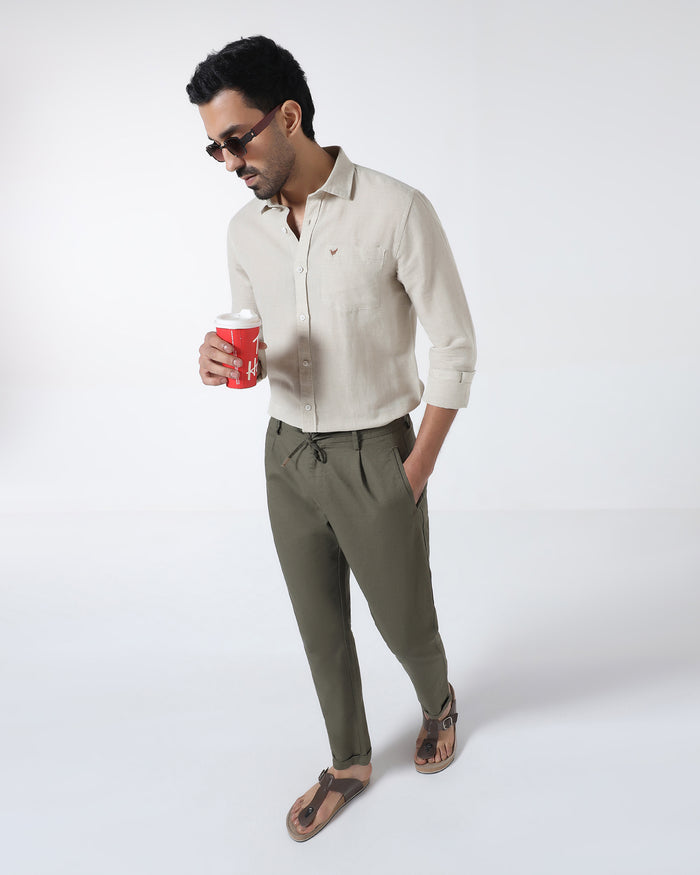 Natural Linen Solid Shirt - Cleo