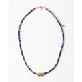 navy beaded necklace gold crystal detail