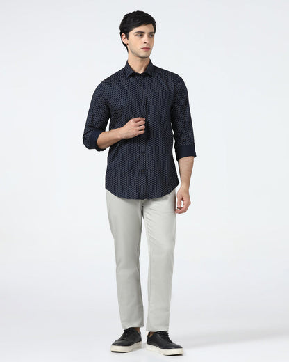Navy Printed Shirt - Zovik