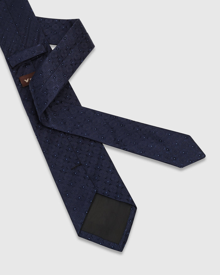Navy Silk Printed Tie - Wallace