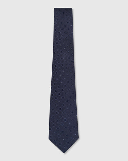 Navy Silk Printed Tie - Wallace