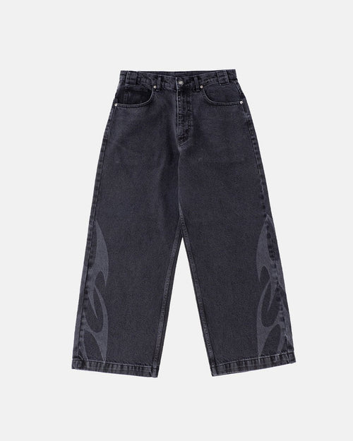 NEOTRIBAL V2 PANTS WASHED BLACK - washed black tribal print pants, front view - Cold Culture