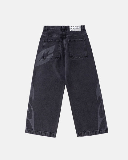 NEOTRIBAL V2 PANTS WASHED BLACK - washed black tribal print pants, back view - Cold Culture #woman