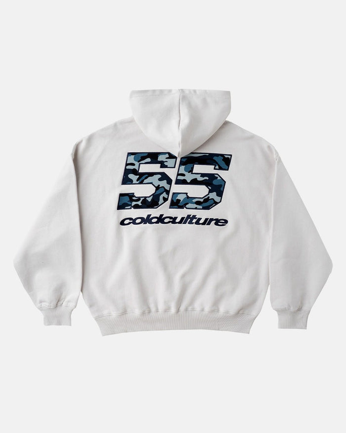 NOVA BEAR HOODIE GREYISH WHITE - off white graphic print hoodie, back view - Cold Culture