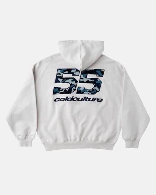 NOVA BEAR HOODIE GREYISH WHITE - off white graphic print hoodie, back view - Cold Culture