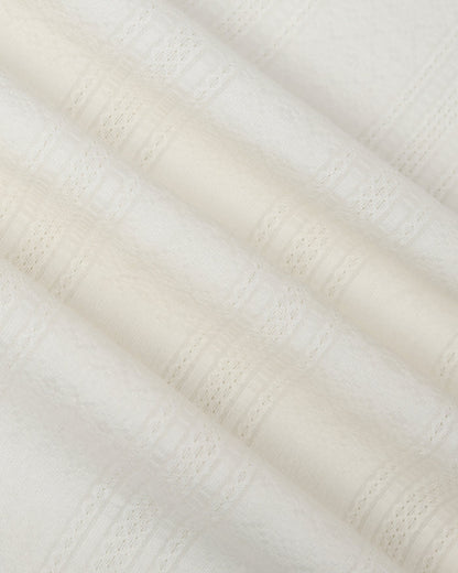 Off White Half Sleeve Textured Shirt - Lambo