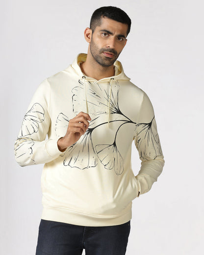 Off White Hoodie Solid Sweatshirt - Gecko
