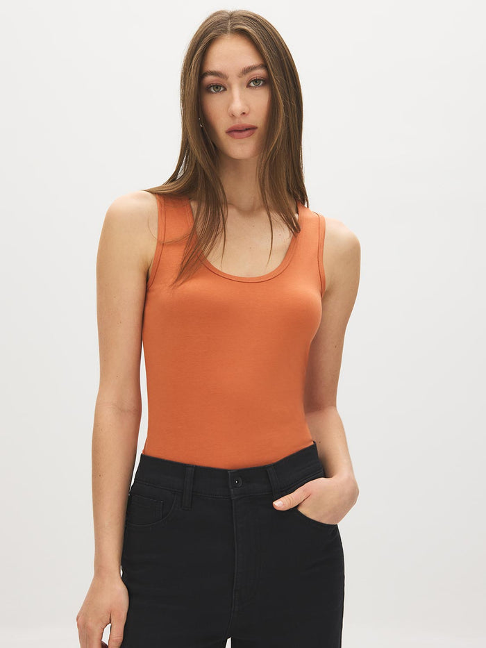 Black Sleeveless Organic Cotton Scoop Neck Tank - Back View - Suzy Shier