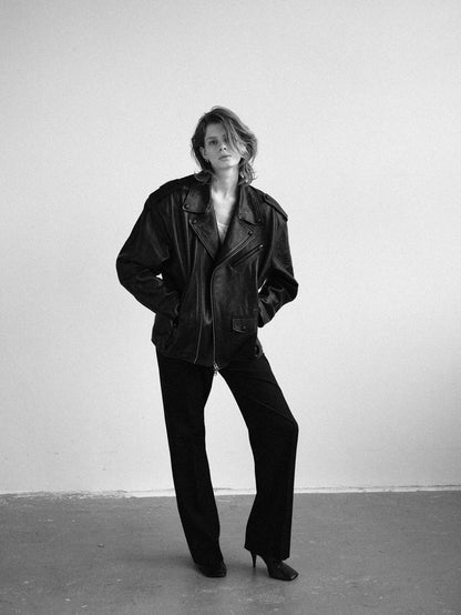 OVERSIZED BIKER JACKET IN BLACK
