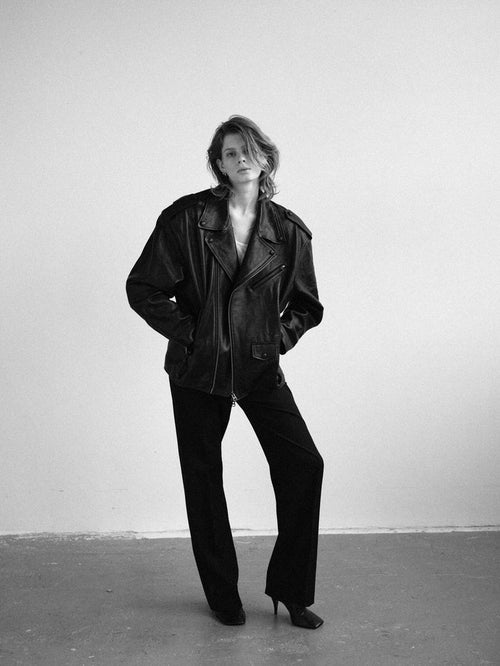 OVERSIZED BIKER JACKET IN BLACK