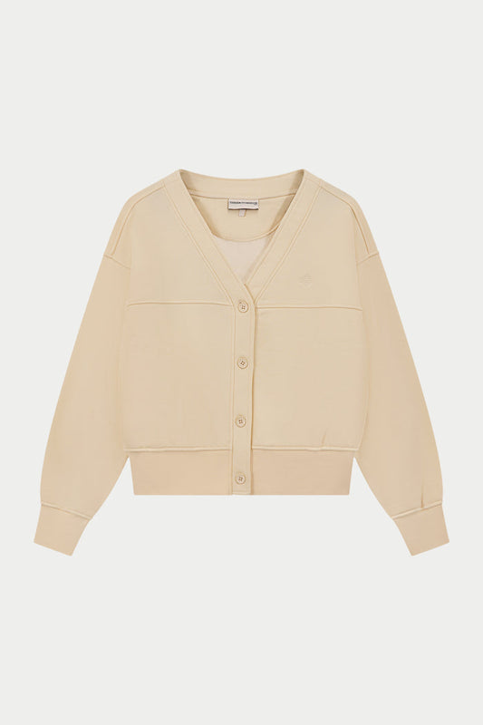OVERSIZED JERSEY CARDIGAN - BUTTERMILK