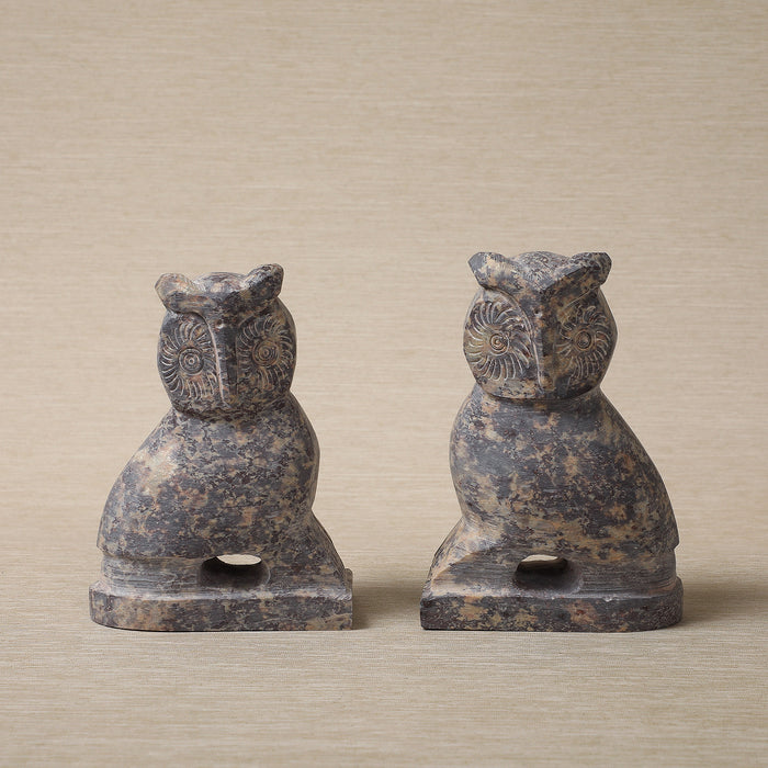 Owl Soapstone Bookends