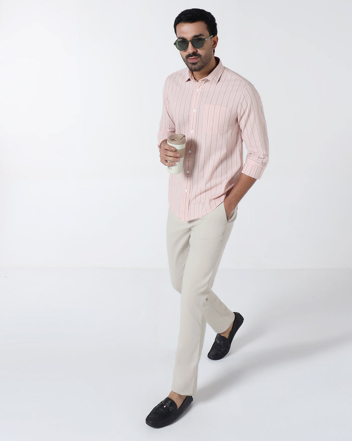 Peach Stripe Shirt - Lekor