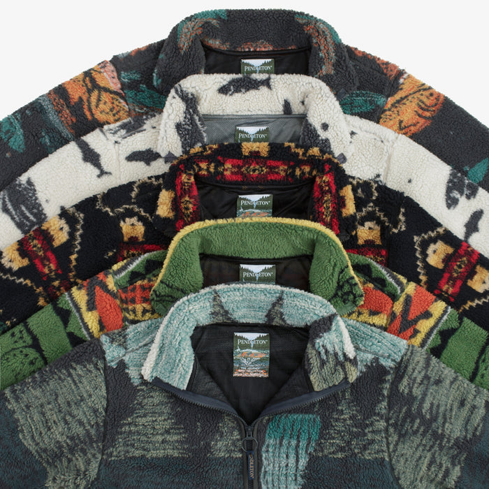 Pendleton Jacquard Sherpa Fleece - Salmon Falls Grey