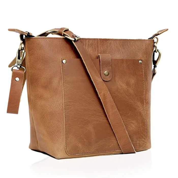PHOENIX BUFFALO LEATHER TOTE -TAN