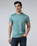 Pista Green Crew Neck Solid T-Shirt - Peralta