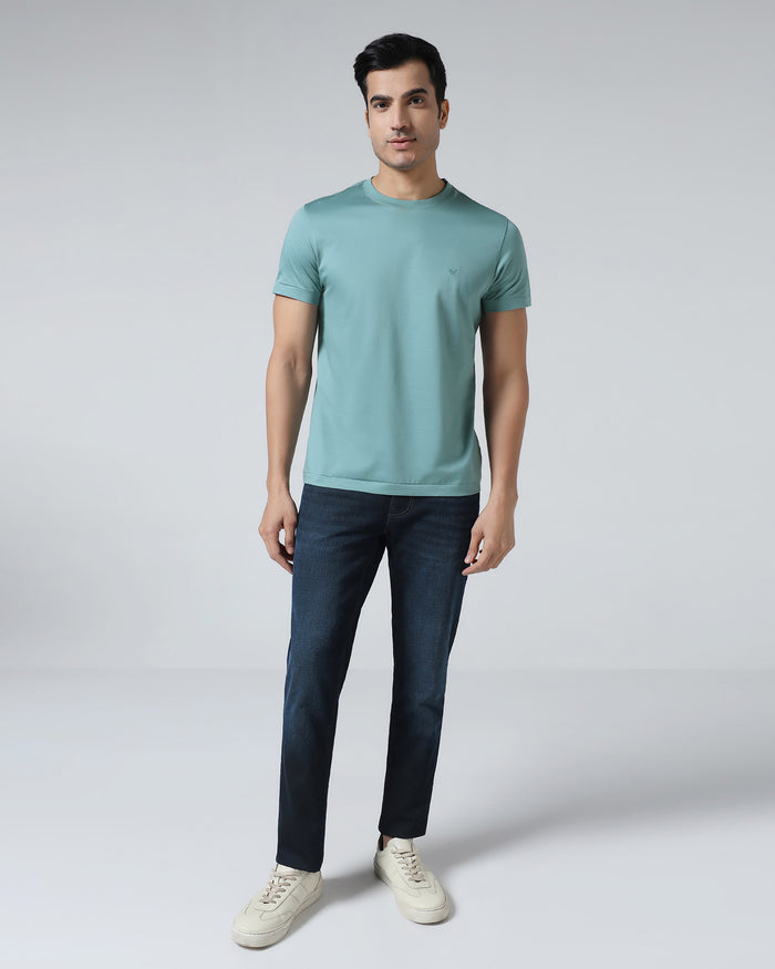 Pista Green Crew Neck Solid T-Shirt - Peralta