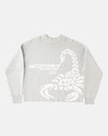 POISON KNIT COOL GREY - light grey scorpion knit sweater, front view - Cold Culture