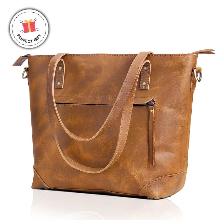Portland Buffalo Leather Tote Bag - Tan