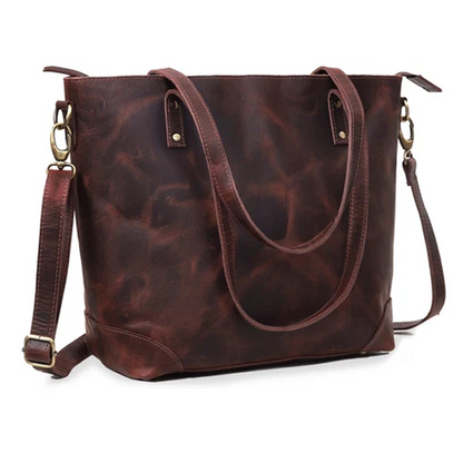 Portland Buffalo Leather Tote Bag Combo - Brown