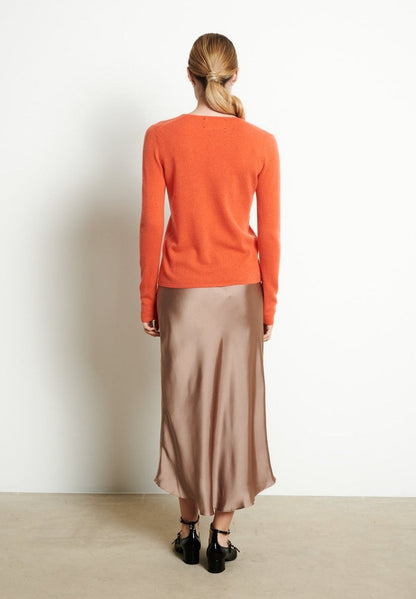 LILLY 2 Pull col V en cachemire mandarine
