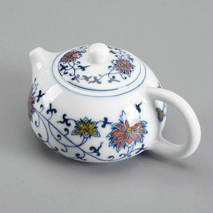 "Qing Hua Ci" (Blue and White Porcelain) Twining Lotus Pattern Tea Pot - King Tea Mall