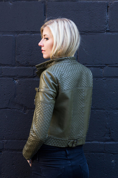 Rayna Basket Weave Leather Jacket