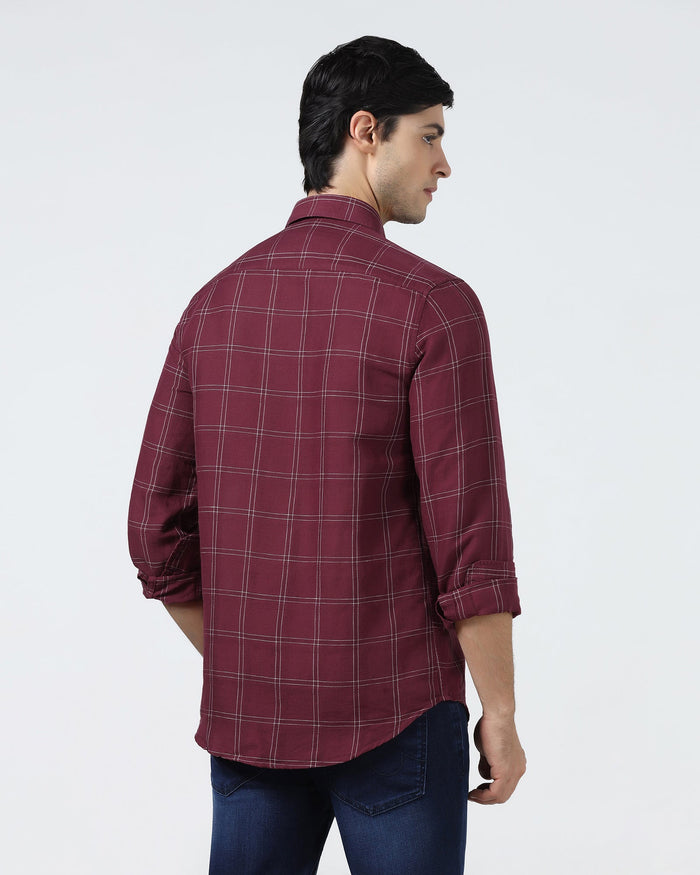 Red Linen Check Shirt - Moben