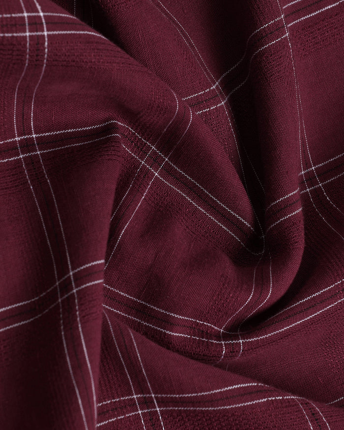 Red Linen Check Shirt - Moben