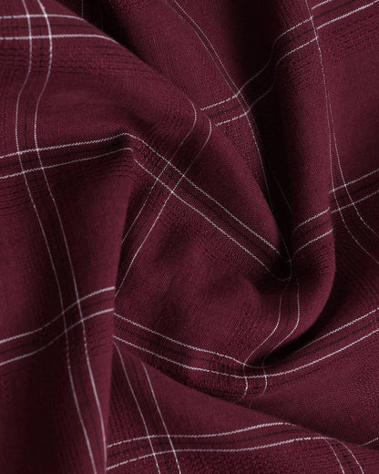 Red Linen Check Shirt - Moben