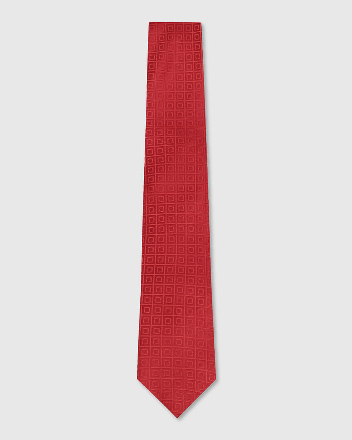 Red Silk Printed Tie - Wolcott