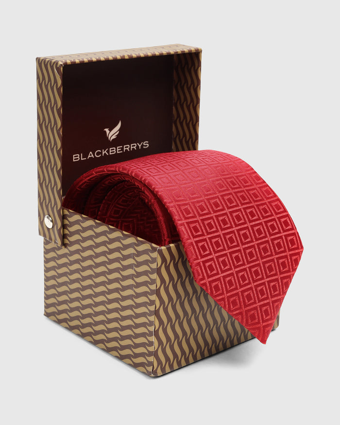 Red Silk Printed Tie - Wolcott