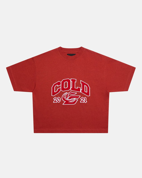 RELENTLESS TEE BURGUNDY - burgundy graphic print tee, front view - Cold Culture