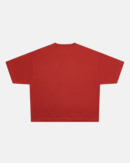RELENTLESS TEE BURGUNDY - burgundy graphic print tee, back view - Cold Culture
