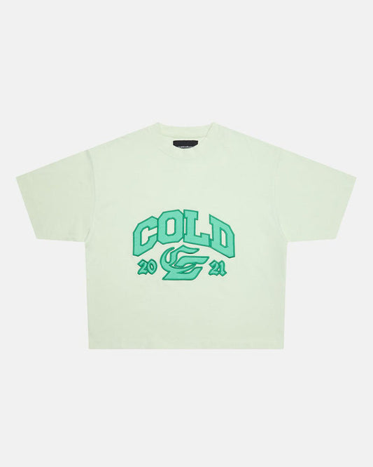 RELENTLESS TEE LIME - lime graphic print tee, front view - Cold Culture