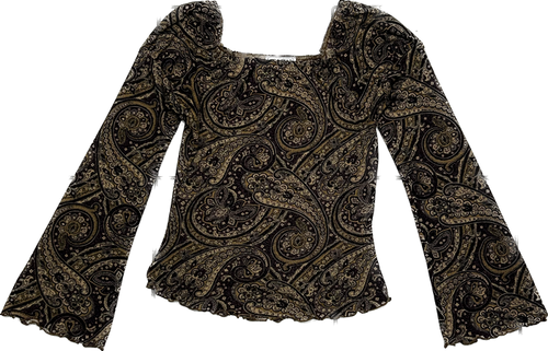 Retro French Bat Wing Mesh Top