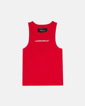 RIB TANK TOP RED - red ribbed tank top, front view - Cold Culture