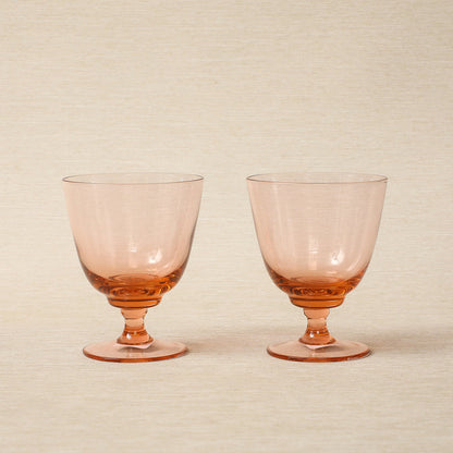 Rose blown glass footed tumbler