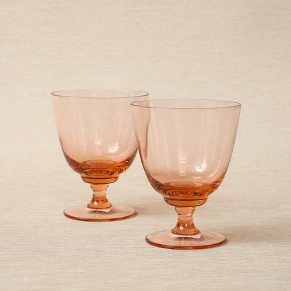 Rose blown glass footed tumbler