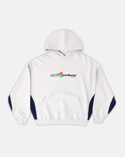 ROSE HOODIE PEARL GREY - pearl grey graphic print hoodie, front view - Cold Culture