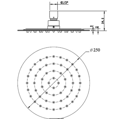 Novara 250 mm Slim Black Shower Head - Acqua Bathrooms