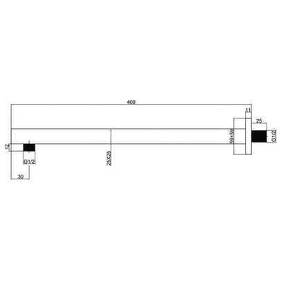 Round 400 mm Black Shower Arm - Acqua Bathrooms