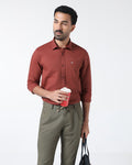 Rust Linen Solid Shirt - Cleo
