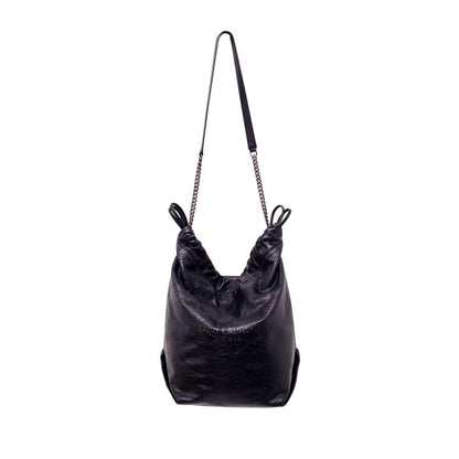 SAINT LAURENT LEATHER LOGO BUCKET BAG