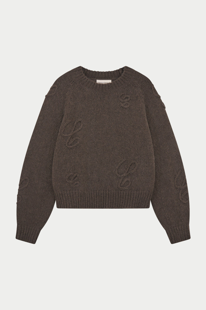 SCRIPT APPLIQUE OVERSIZED JUMPER - COCOA