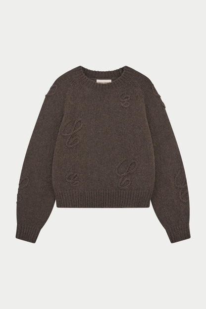 SCRIPT APPLIQUE OVERSIZED JUMPER - COCOA