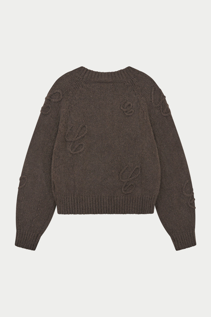 SCRIPT APPLIQUE OVERSIZED JUMPER - COCOA